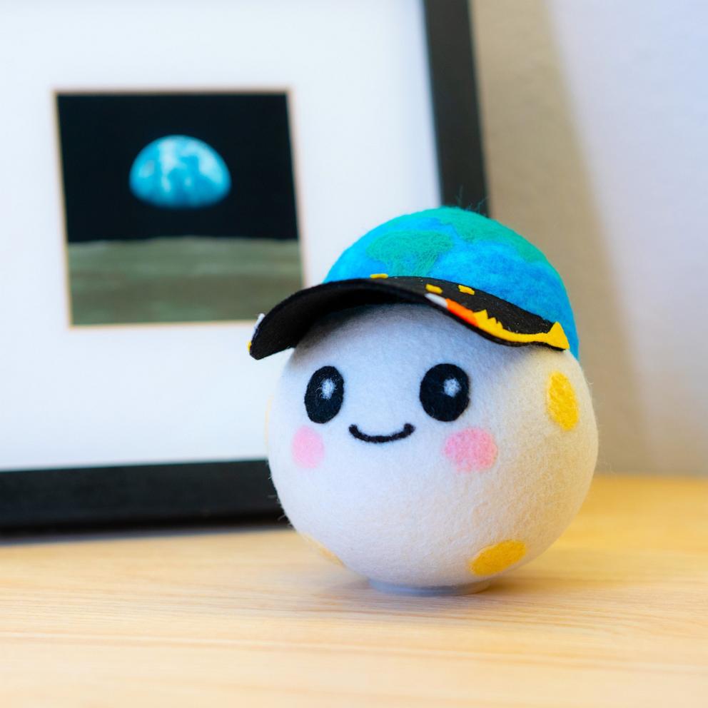 PHOTO: Lucas Ye, an 8-year-old from California, designed a moon mascot plush toy called "Rise" that will travel to space on the Artemis II mission to the moon.
