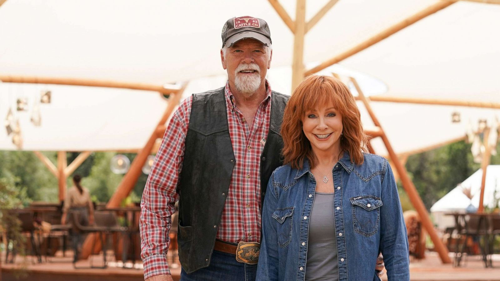 PHOTO: Rex Linn and Reba McEntire pose for a photo together on the set of ABC's "Big Sky: Deadly Trails."