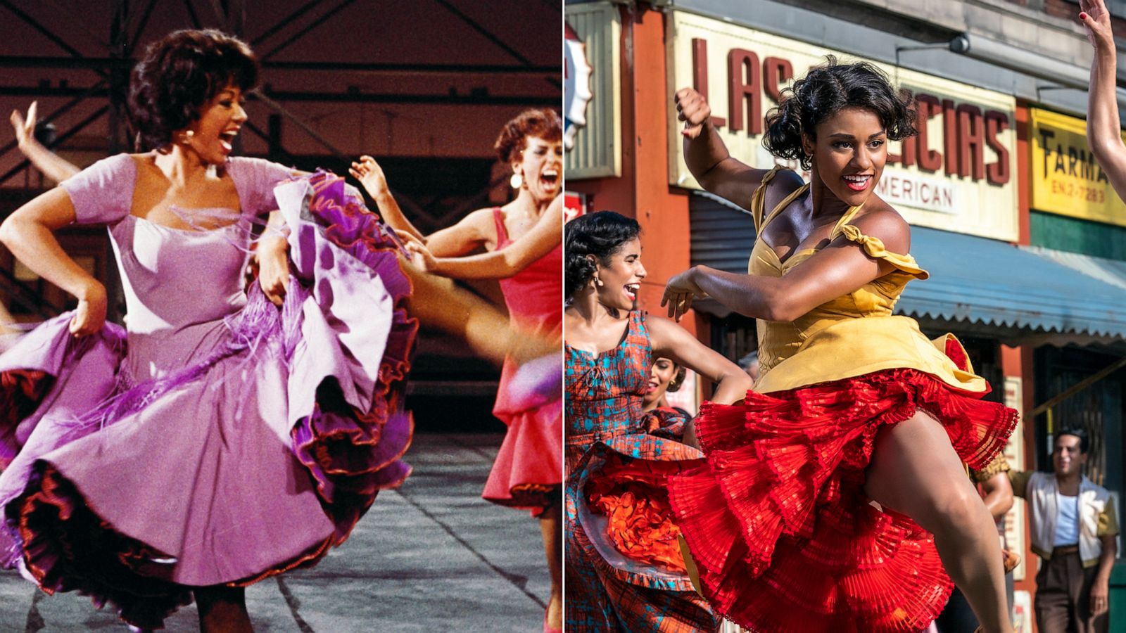 PHOTO: Rita Moreno stars as Anita in the movie "West Side Story" in 1961. | Ariana Debose stars as Anita in 20th Century Studios’ "West Side Story."