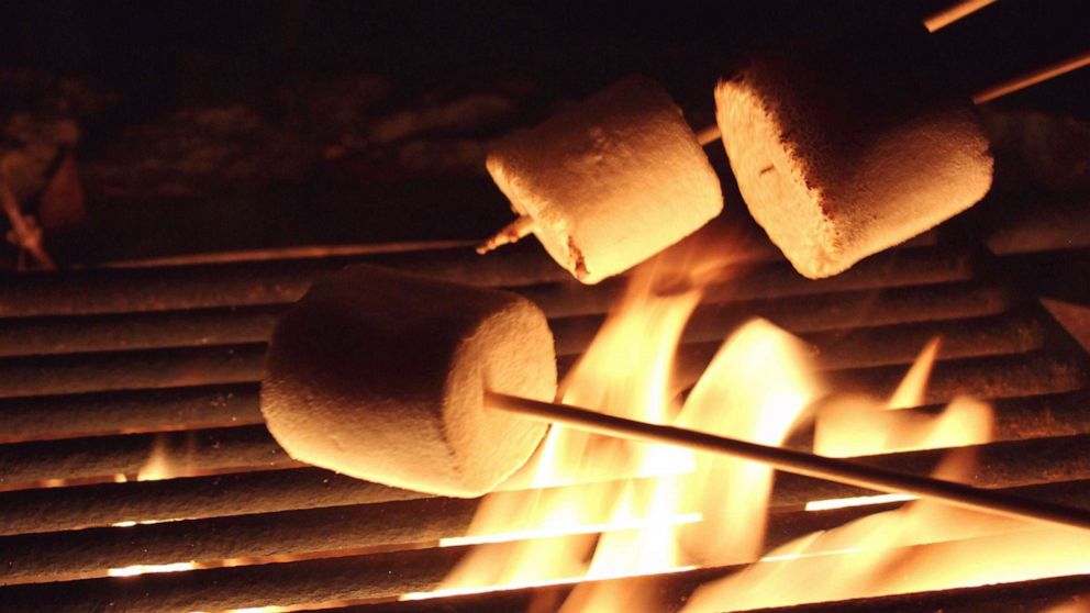 PHOTO: PRoasting marshmallows over a fire.