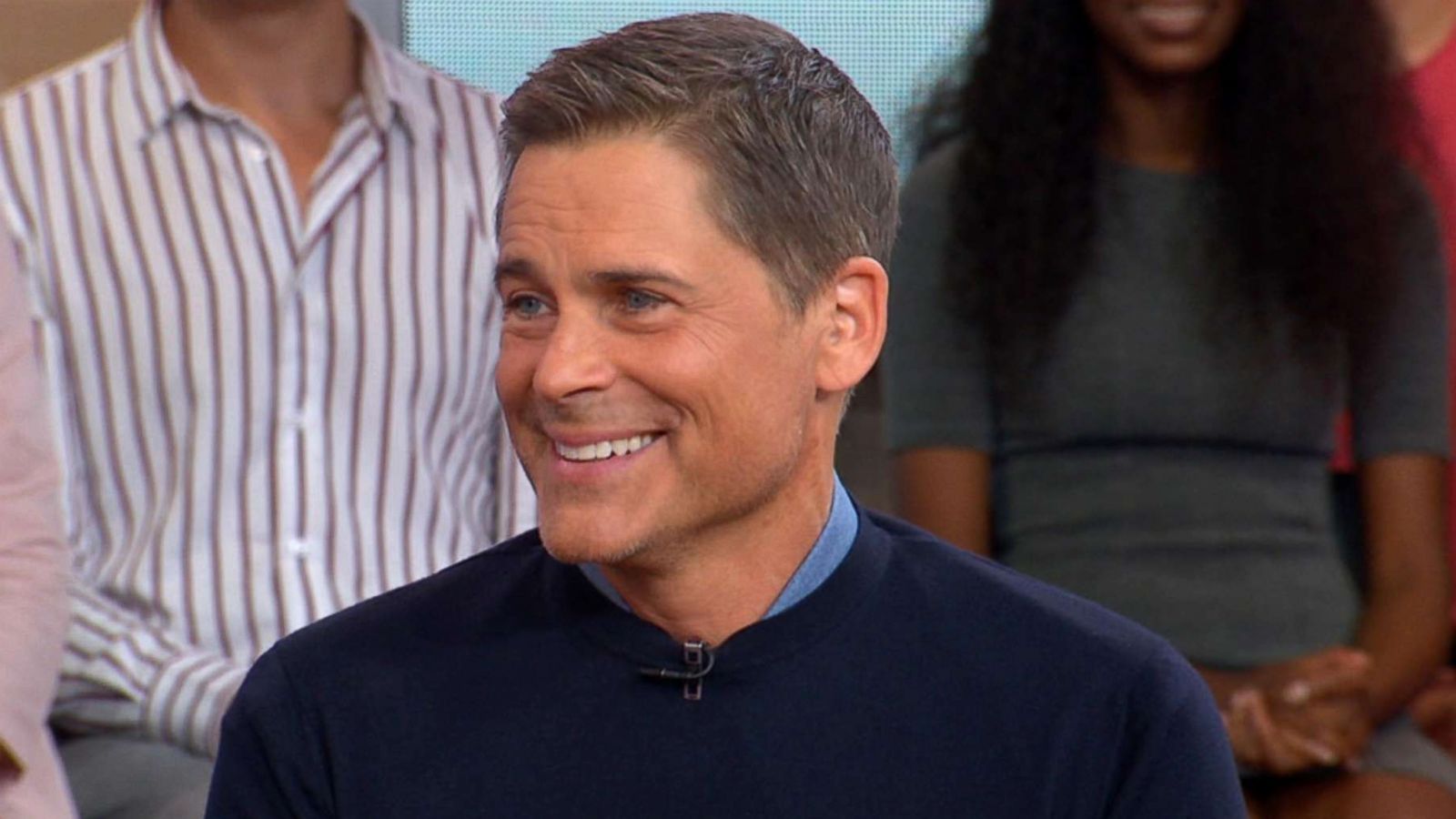 PHOTO: Rob Lowe speaks to Robin Roberts on "GMA."