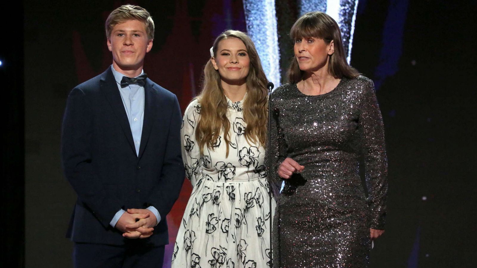 PHOTO: Robert Irwin, Bindi Irwin and Terri Irwin appear on the Critics' Choice Real TV Awards show in Los Angeles, Jun 2, 2019.