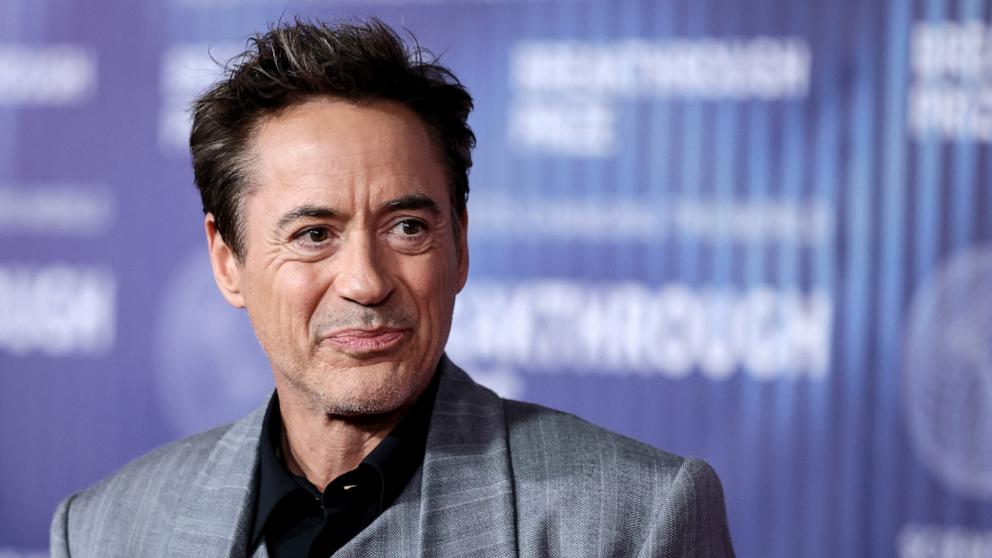 PHOTO: Robert Downey Jr. arrives at the Tenth Breakthrough Prize Ceremony at the Academy Museum of Motion Pictures in Los Angeles, California, on April 13, 2024.