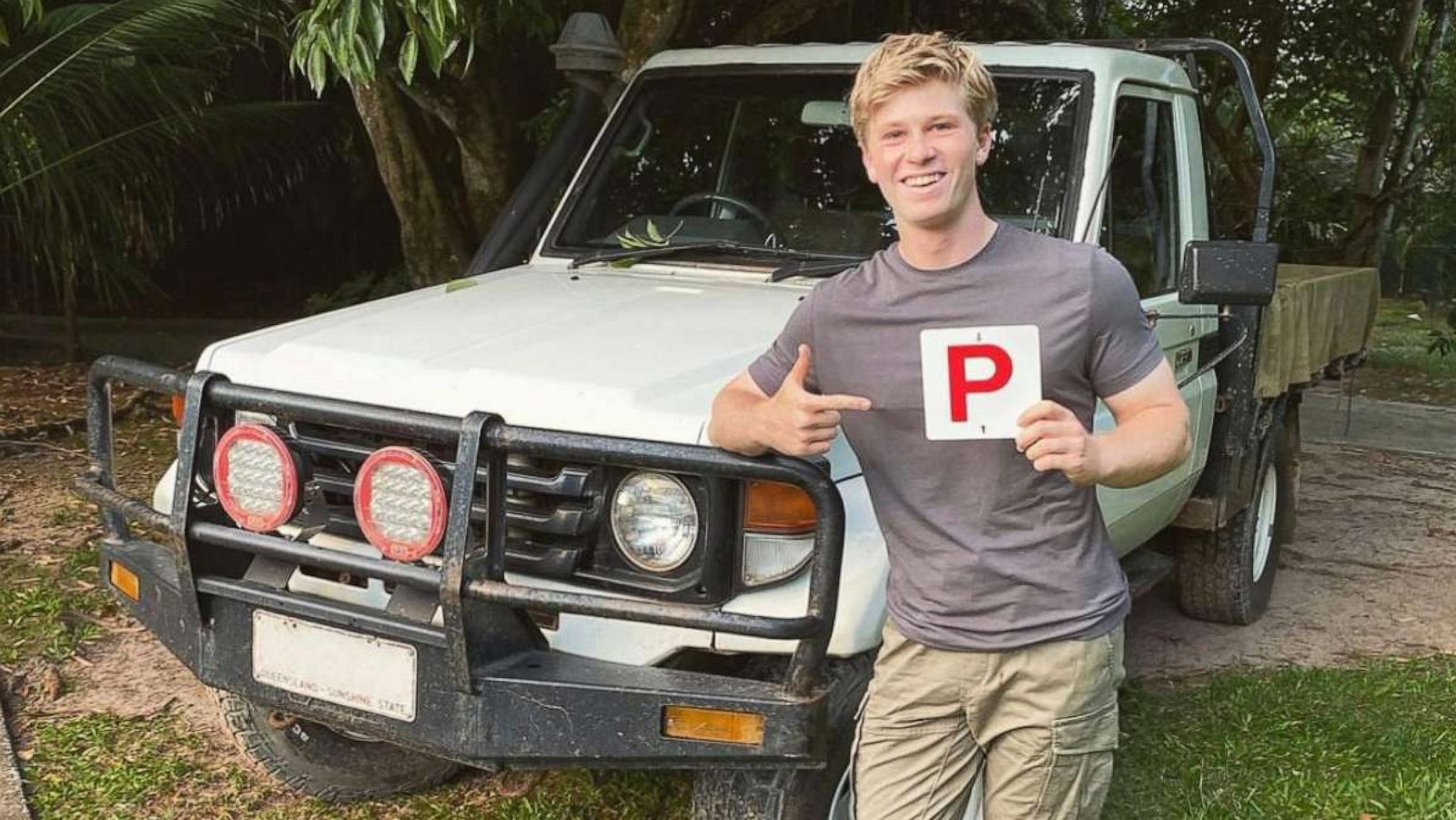 PHOTO: In this photo posted to Robert Irwin's Instagram account, Irwin is shown with his dad's old truck.