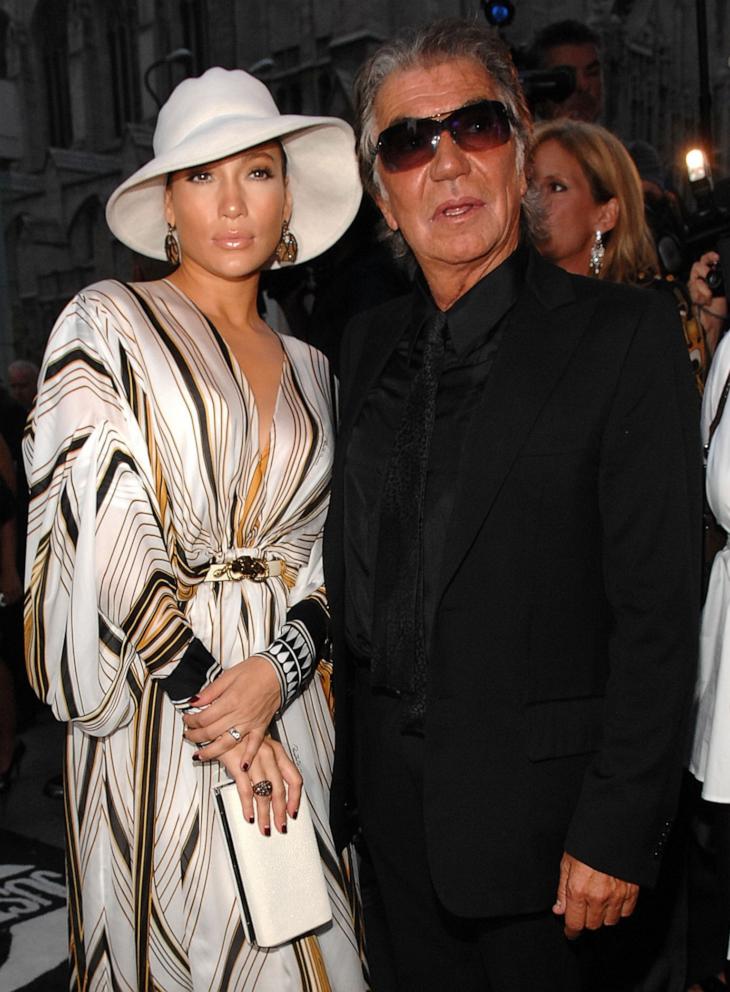 PHOTO: Jennifer Lopez and Designer Roberto Cavalli at the Just Cavalli New York Flagship store opening during Mercedes-Benz Fashion Week Spring 2008, Sept. 7, 2007, in New York City. 