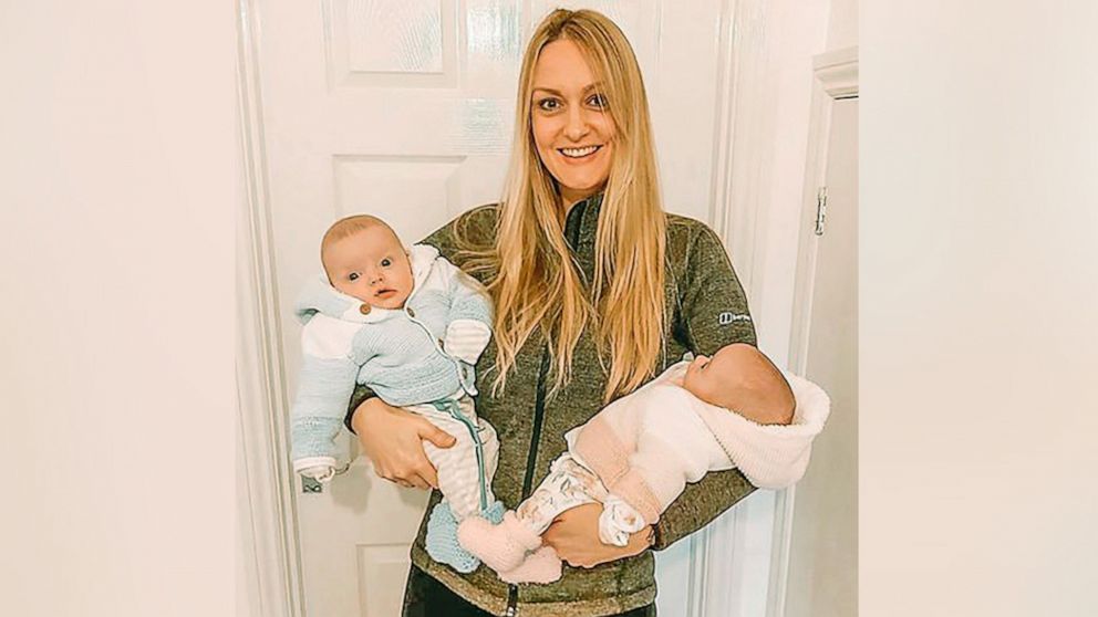 PHOTO: Rebecca Roberts holds her twins, Noah and Rosalie.