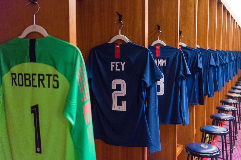 PHOTO: The U.S. Women's National Soccer Team paid tribute to inspirational women by donning the names of other women who have inspired them on their jersey's during their March 2, 2019 game against England.