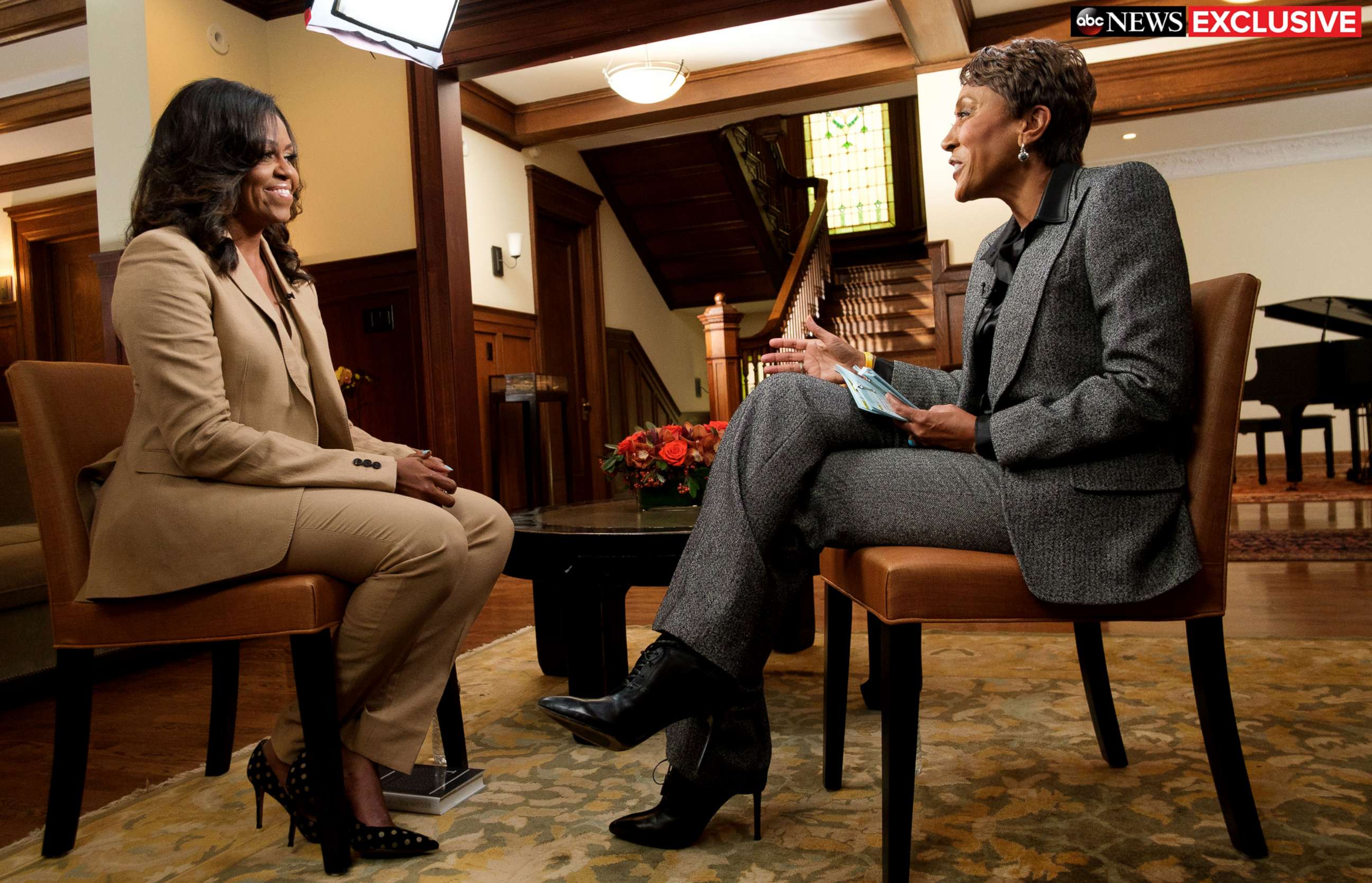 PHOTO: Former first lady Michelle Obama speaks to ABC News' Robin Roberts for a prime-time ABC special on her memoir, "Becoming."