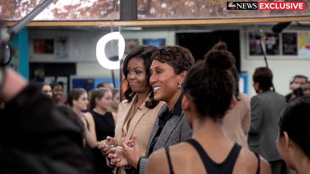 PHOTO: Former first lady Michelle Obama speaks to ABC News' Robin Roberts for a prime-time ABC special on her memoir, "Becoming."