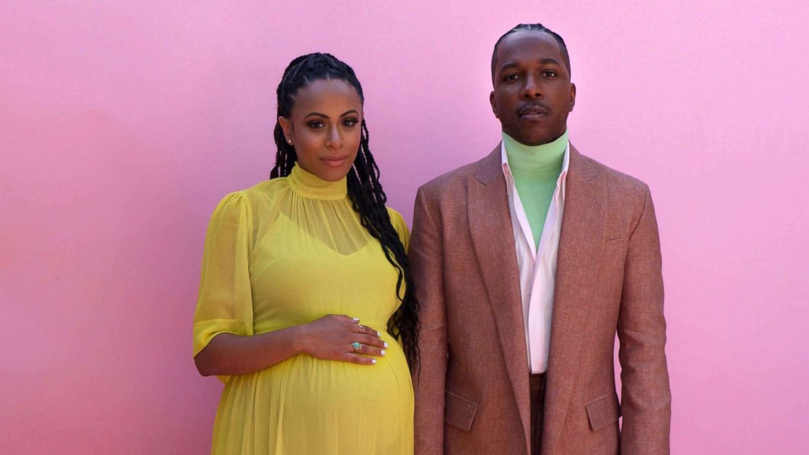 PHOTO: Nicolette Robinson and Leslie Odom, Jr., prepare for the 2021 Golden Globe Awards on Feb. 28, 2021 in Los Angeles.