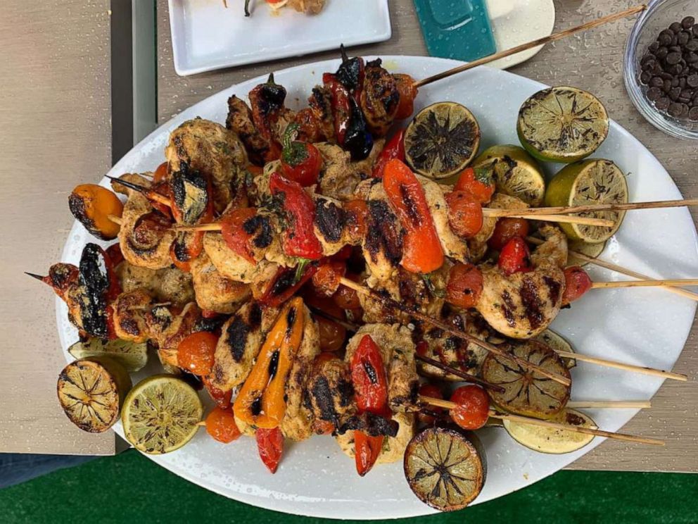 PHOTO: Celebrity chef Rocco DiSpirito's curried basil chicken and cherry tomato skewers.