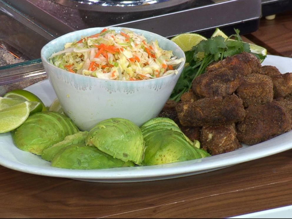 PHOTO: Rocco DiSpiritos fried chicken with coleslaw and avocado.
