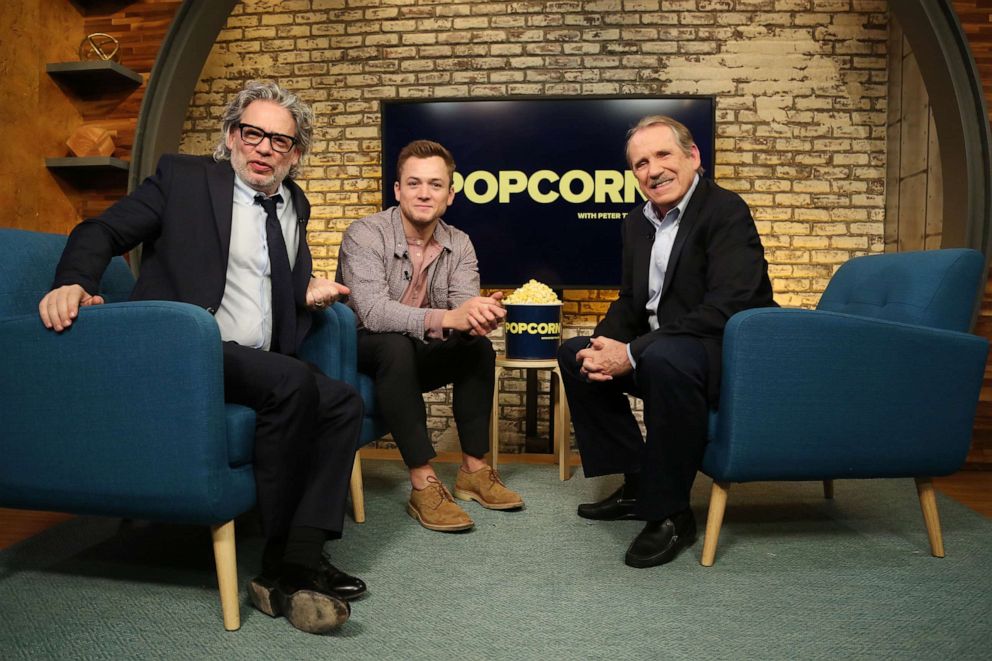 PHOTO: Taron Egerton and Dexter Fletcher appear on "Popcorn with Peter Travers" at ABC News studios, May 30, 2019, in New York City. 