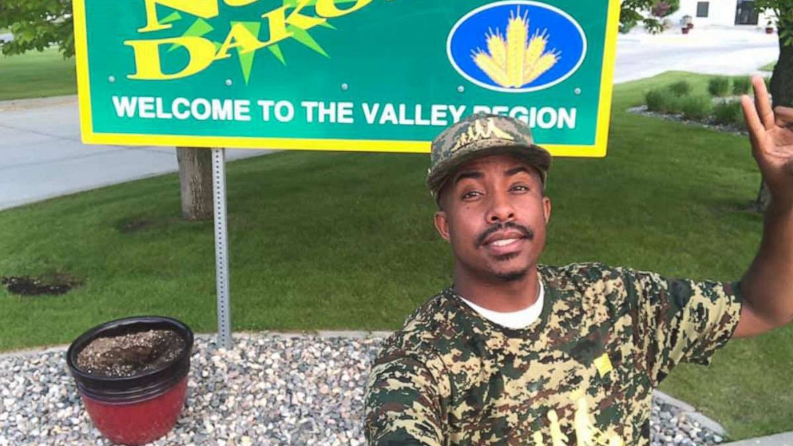 PHOTO: In this undated photo, Rodney Smith Jr. is shown in North Dakota as he travels to all 50 states to mow lawns for free for veterans.