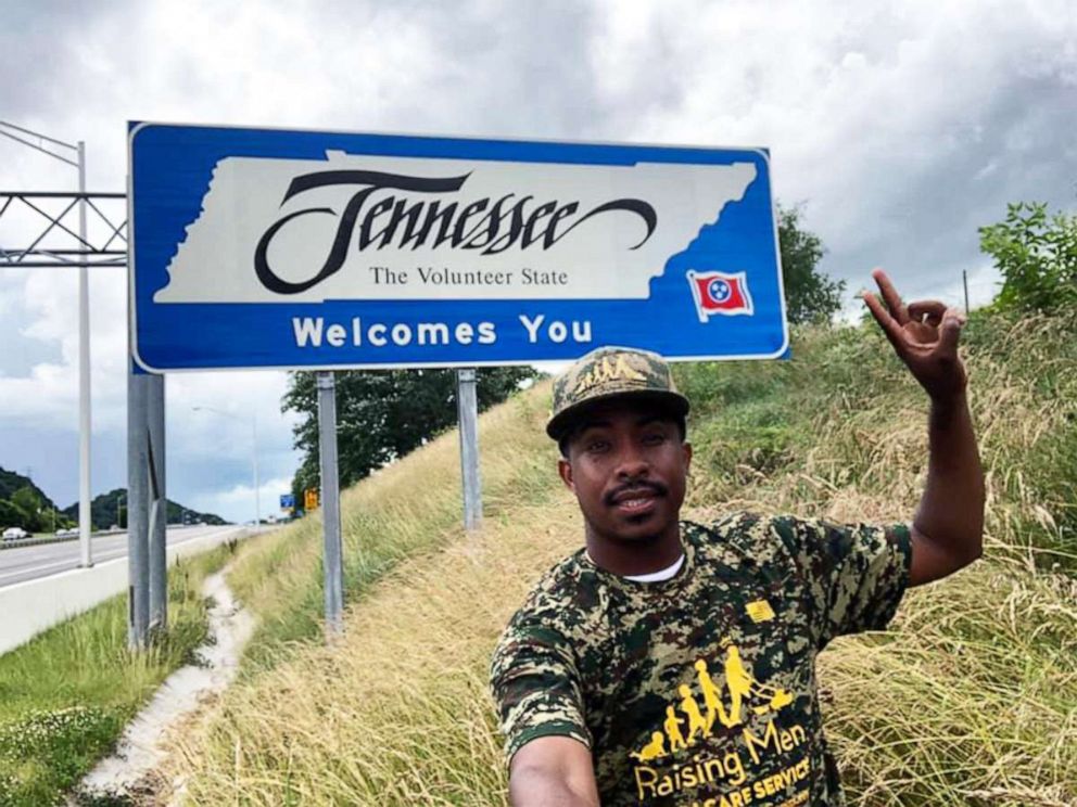 PHOTO: In this undated photo, Rodney Smith Jr. is shown in Tennessee as he travels to all 50 states to mow lawns for free for veterans. 