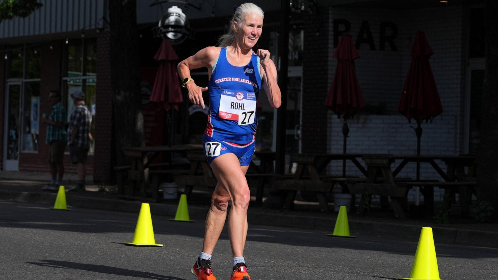 PHOTO: Michelle Rohl places second in the women's 20km race walk in 1:42:27 in the 20km race walk during the US Olympic Team Trials on Jun 29, 2024 in Springfield, Ore.