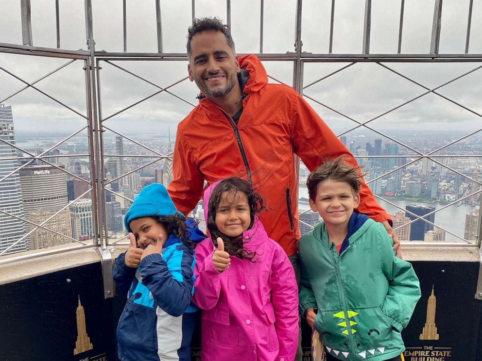 PHOTO: Jose Rolon, 45, with his children Avery, Lilah, and London.