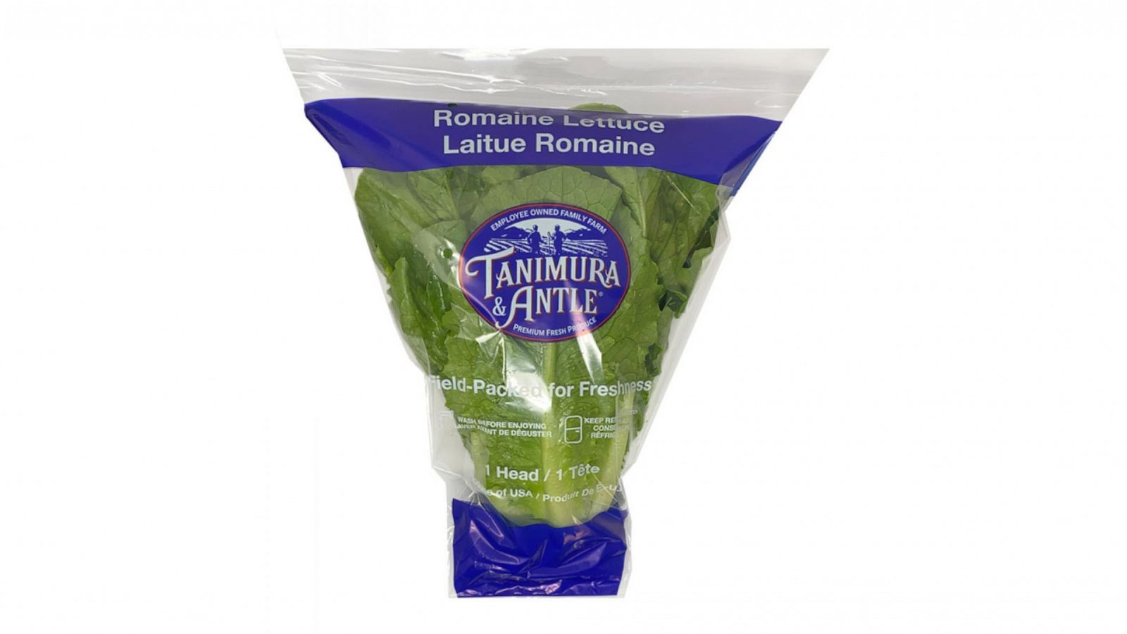 PHOTO: Tanimura & Antle Inc. is voluntarily recalling its packaged single head romaine lettuce, labeled with a packed on date of 10/15/2020 or 10/16/2020, due to possible contamination with E. Coli.