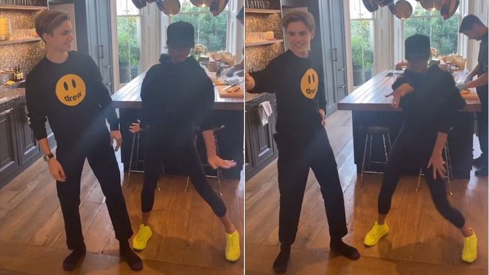 PHOTO: In these screen grabs from a video posted to Romeo Beckham's TikTok account, Romeo and his mom, Victoria Beckham, dance together.