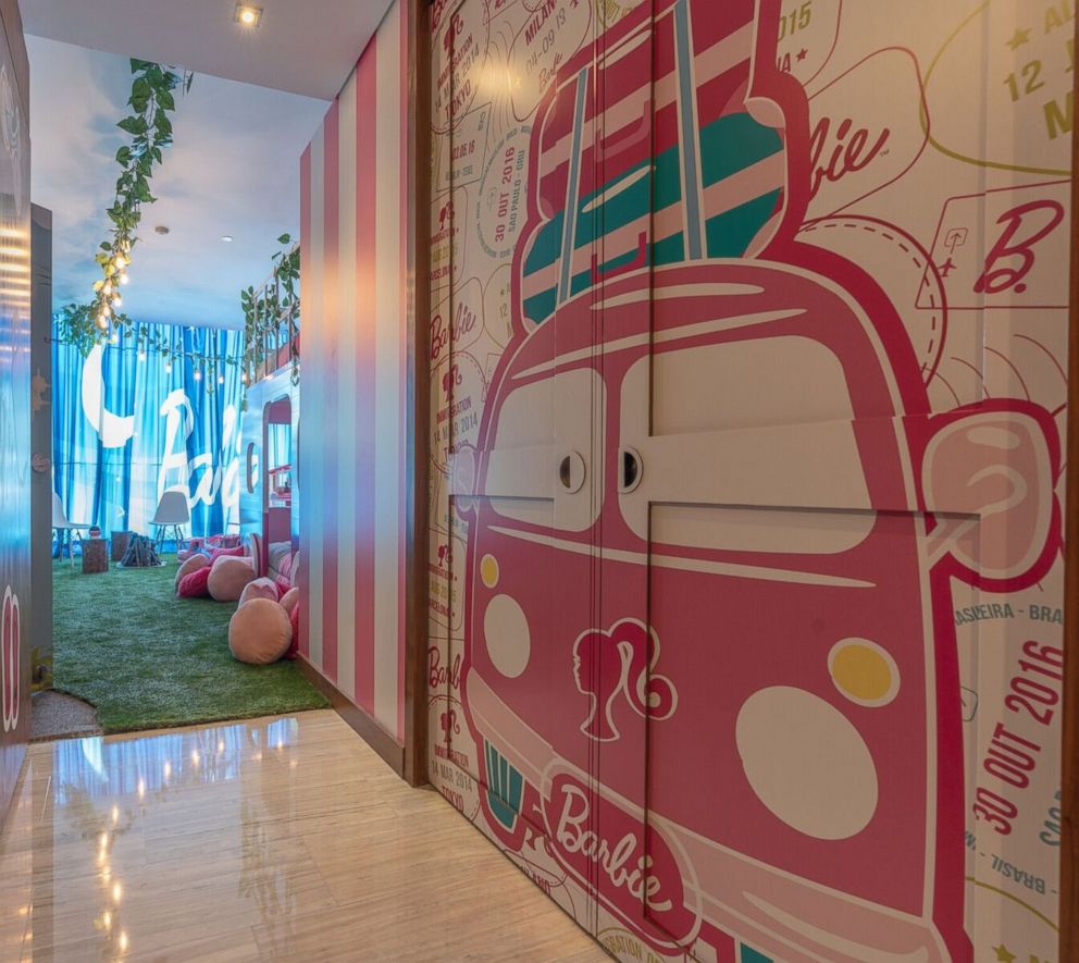 PHOTO: Interior of the Barbie glamping experience at Hilton Mexico City Santa Fe. 