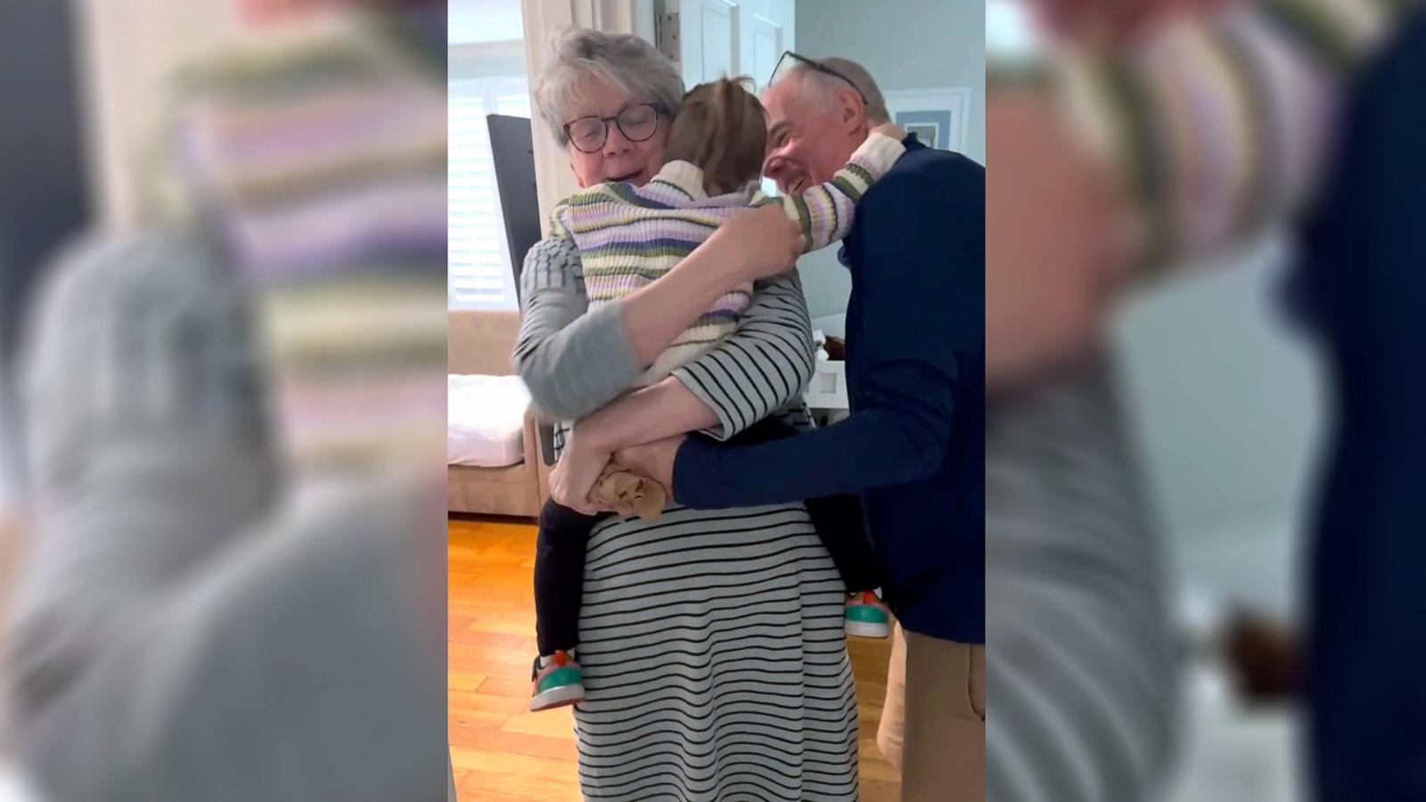 PHOTO: Emily Sutliff shared a now-viral TikTok video of her daughter Rory, 2, reuniting with her grandparents after they returned from a monthlong trip.