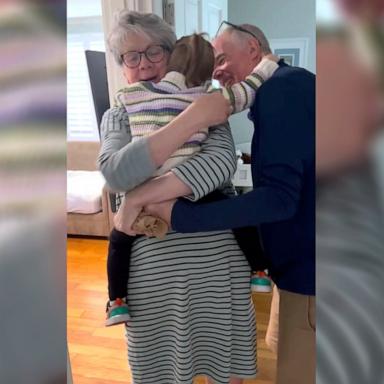 PHOTO: Emily Sutliff shared a now-viral TikTok video of her daughter Rory, 2, reuniting with her grandparents after they returned from a monthlong trip.