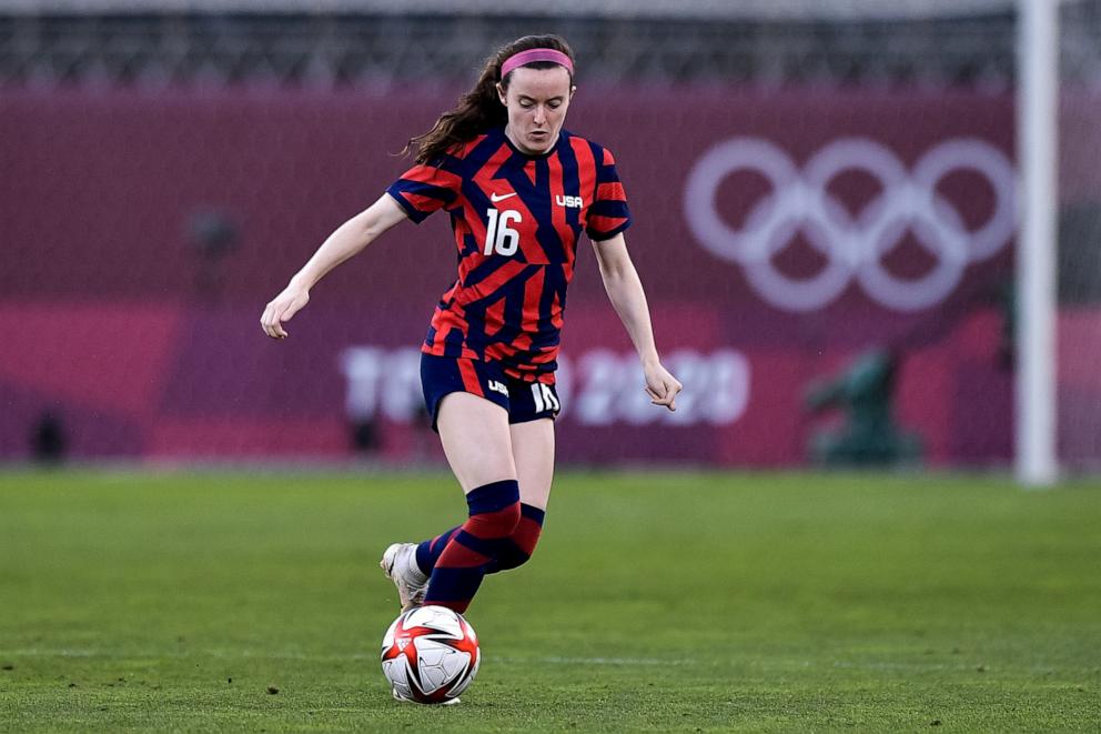 PHOTO: Rose Lavelle of the United States during the Tokyo 2020 Olympic Womens Football Tournament Bronze Medal match between Australia and United States at Ibaraki Kashima Stadium on August 5, 2021 in Kashima, Japan.