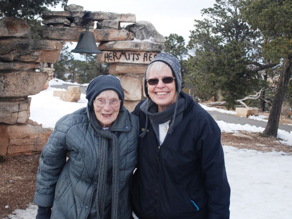 PHOTO: 103-year-old Rose Torphy and her daughter Cheri Stoneburner pose for a photo at Grand Canyon National Park.