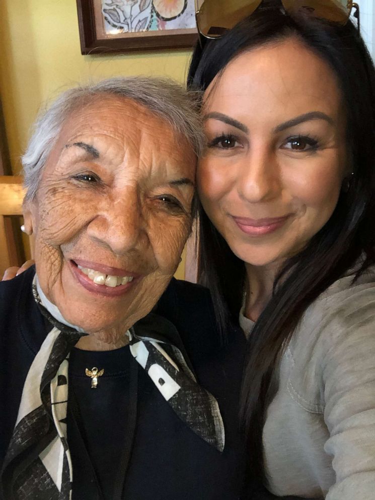 PHOTO: Comedian Anjelah Johnson takes a photo with great-aunt "Tia Mary" Fierros.