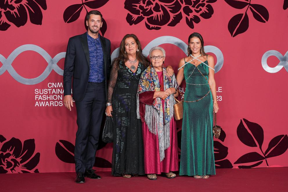 PHOTO: Family Missoni, Ottavio Missoni Jr., Angela Missoni, Rosita Missoni, Margherita Missoni at Milan Fashion Week Women's Collection SS 2024. CNMI Sustainable Fashion Awards 2023 in Milan, Sept. 24, 2023.