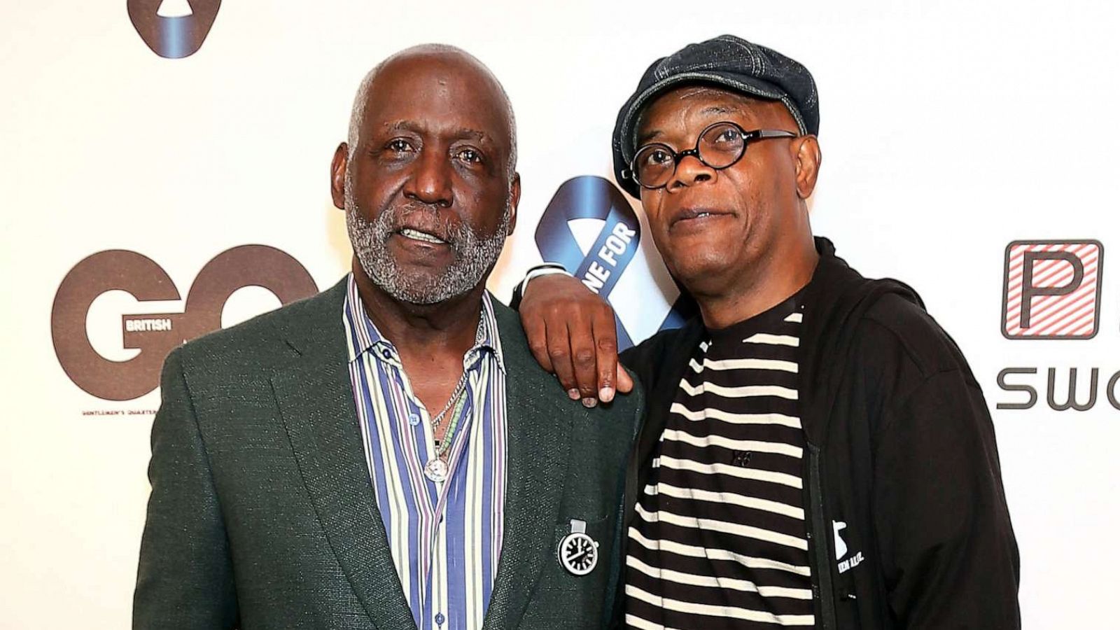 PHOTO: Richard Roundtree and Samuel L. Jackson attends a celebrity karaoke evening during London Collections Men SS17 at Abbey Road Studios on June 13, 2016 in London, England.