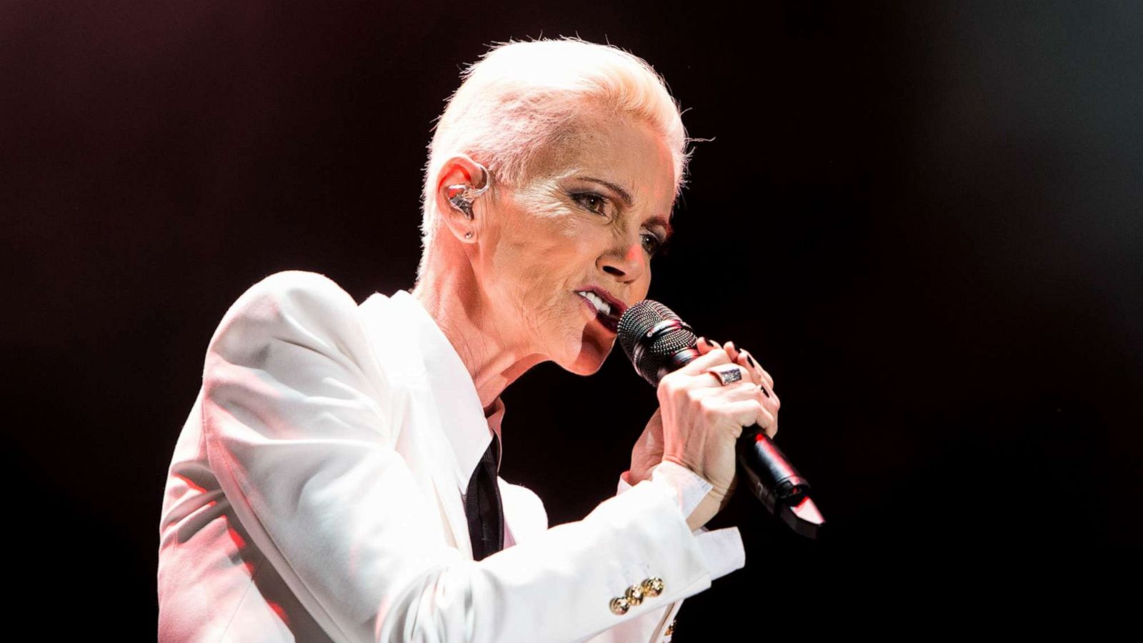 PHOTO: Marie Fredriksson of the Swedish pop rock duo Roxette pictured on stage as they perform at Moon and Stars Festival in Locarno, Switzerland, July 10, 2015.