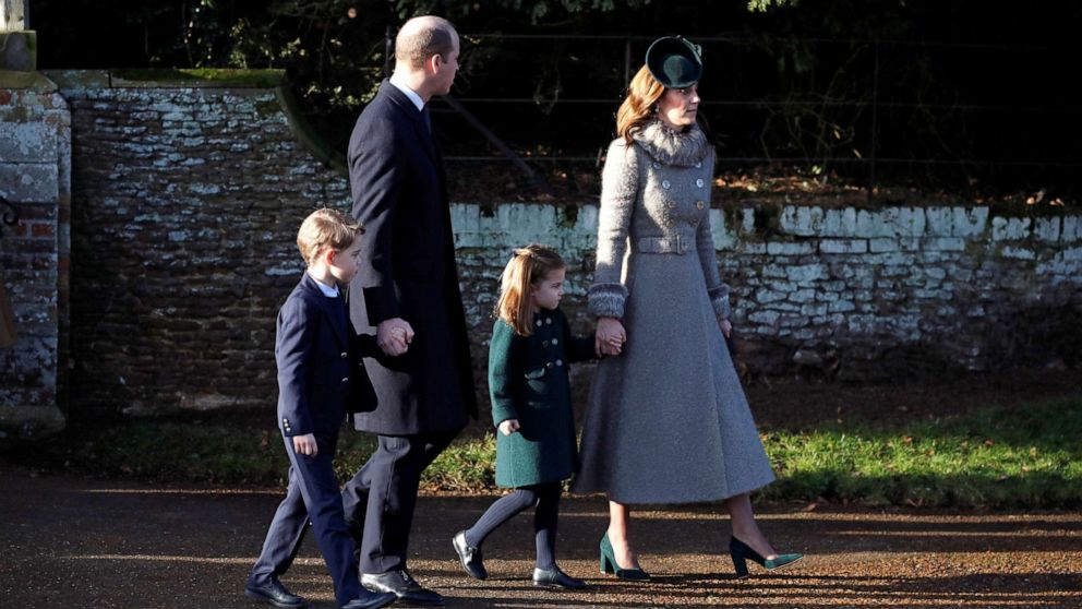 PHOTO: Prince William, Catherine, Duchess of Cambridge, Prince George and Princess Charlotte leave the St Mary Magdalene's church after the Royal Family's Christmas Day service on the Sandringham estate in eastern England, Britain, Dec. 25, 2019.