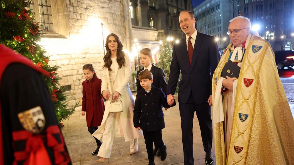 PHOTO: The Royal Family and The Dean of Westminster Abbey, The Very Reverend Dr David Hoyle attend The "Together At Christmas" Carol Service at Westminster Abbey, on Dec. 8, 2023, in London.