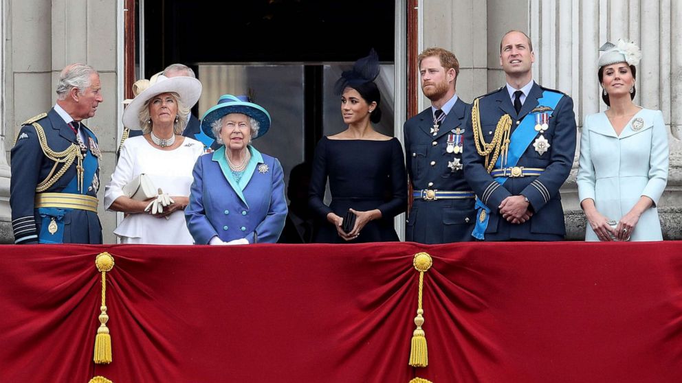 PHOTO: FILE - Prince Charles, Prince of Wales, Camilla, Duchess of Cornwall, Queen Elizabeth II, Meghan, Duchess of Sussex, Prince Harry, Duke of Sussex, Prince William, Duke of Cambridge and Catherine, Duchess of Cambridge, July 10, 2018 London, England.