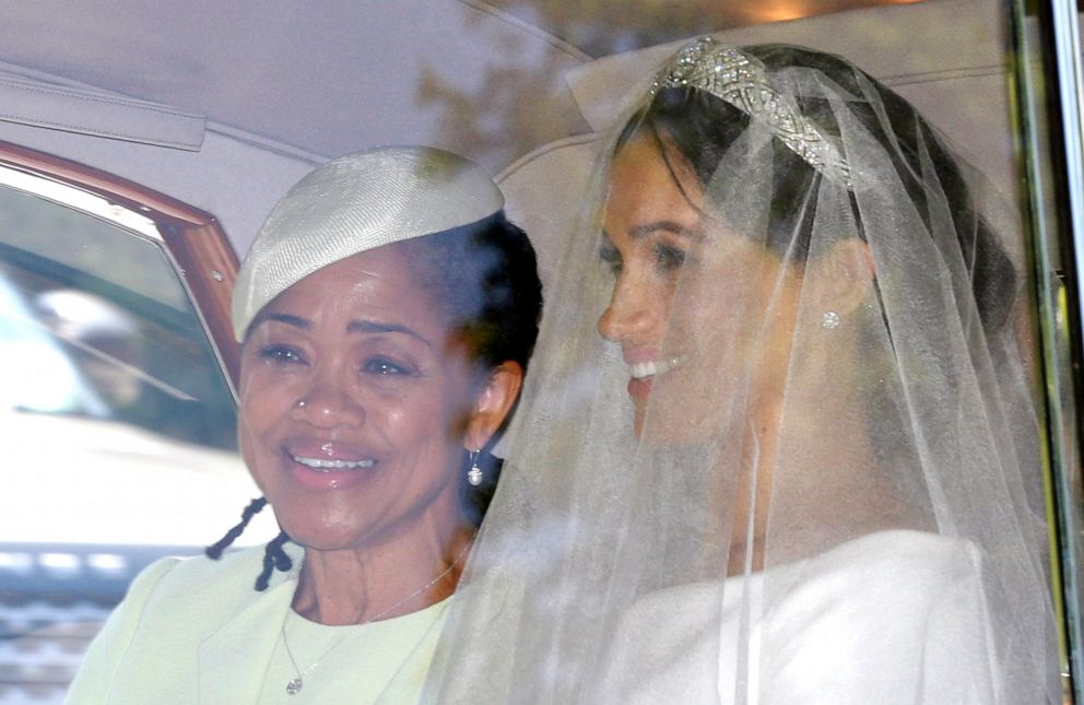 Meghan Markle, right, and her mother Doria Ragland leave Cliveden House Hotel in Taplow, May 19, 2018 where she stayed before Markle's wedding ceremony with Prince Harry at St. George's Chapel in Windsor Castle.