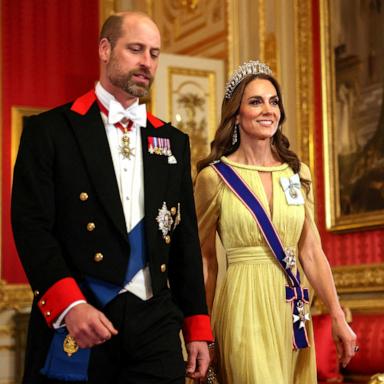 PHOTO: Britain's William and Kate, Prince and Princess of Wales, arrive for a State Banquet at Windsor Castle during the Oman's Sultan Haitham bin Tariq state visit to Britain, in Windsor, Britain, Oct. 20, 2026. 