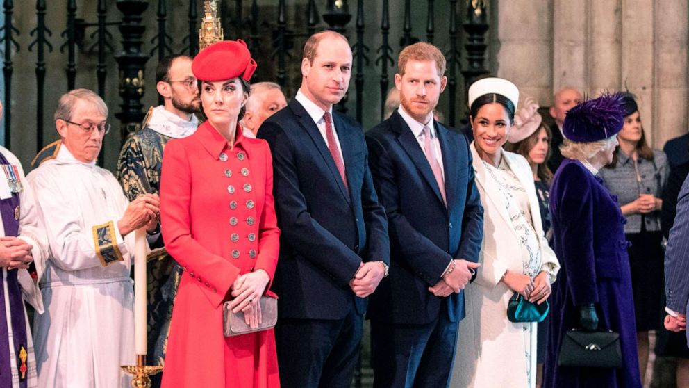 PHOTO: Catherine, Duchess of Cambridge, Prince William, Prince Harry and Meghan, Duchess of Sussex attend the Commonwealth Day service at Westminster Abbey in London, March 11, 2019. 