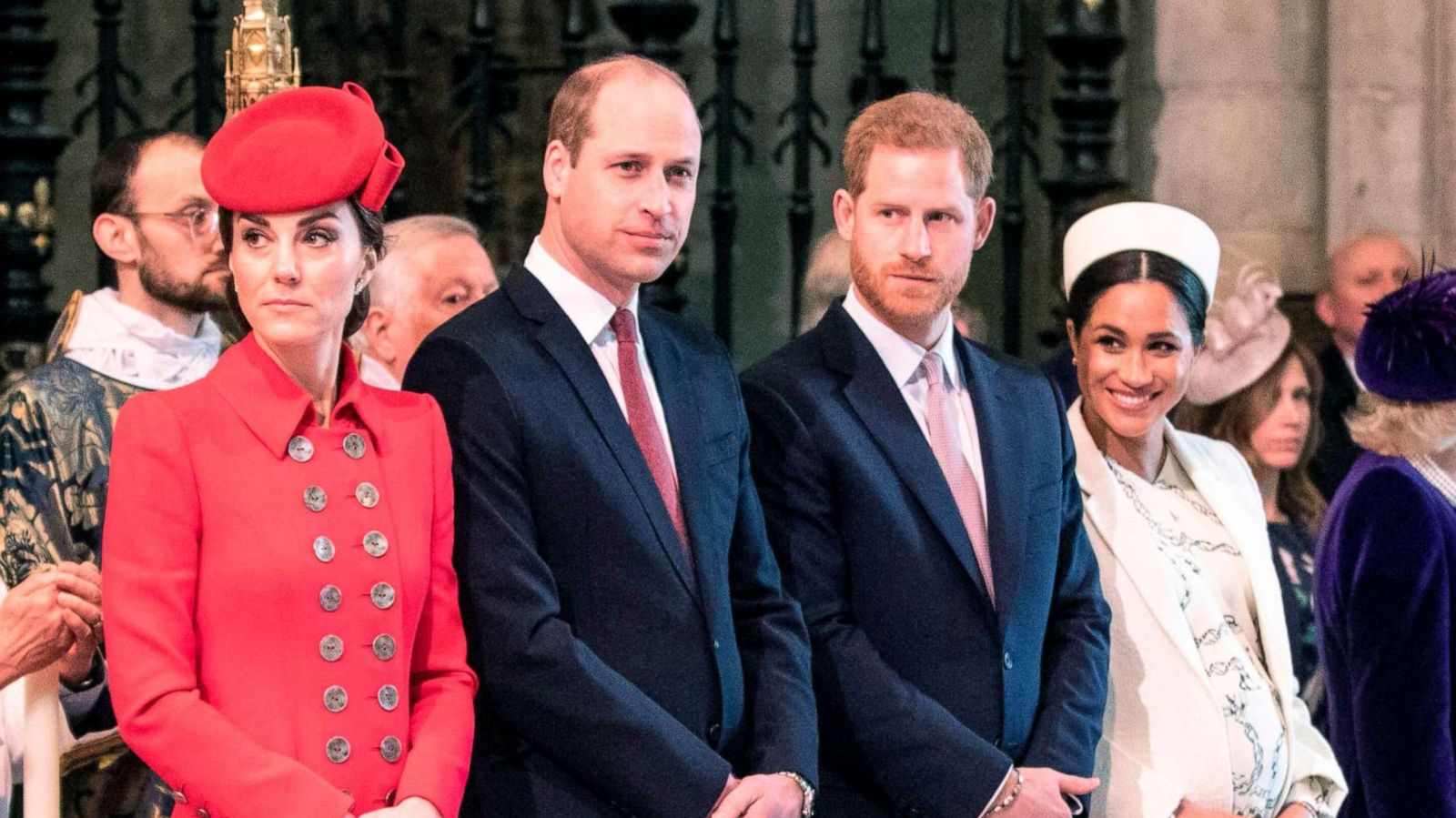 PHOTO: Catherine, Duchess of Cambridge, Prince William, Prince Harry and Meghan, Duchess of Sussex attend the Commonwealth Day service at Westminster Abbey in London, March 11, 2019.