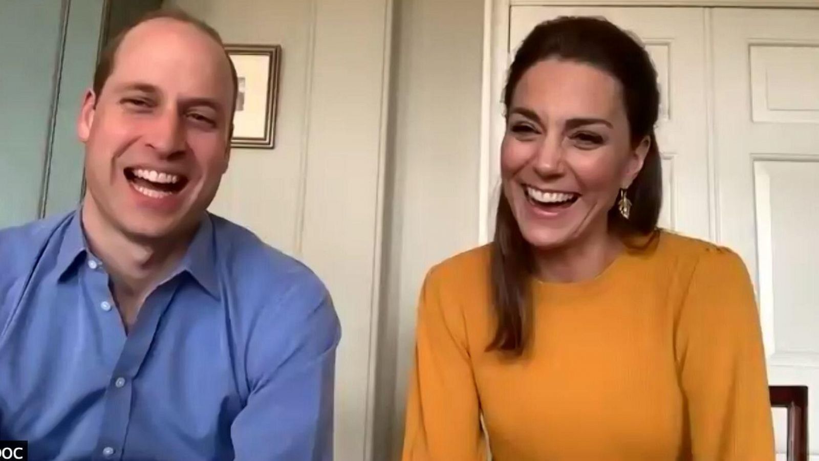 PHOTO: The Duke and Duchess of Cambridge thanked teachers and school staff in a video call with Casterton Primary Academy in Lancashire, England.