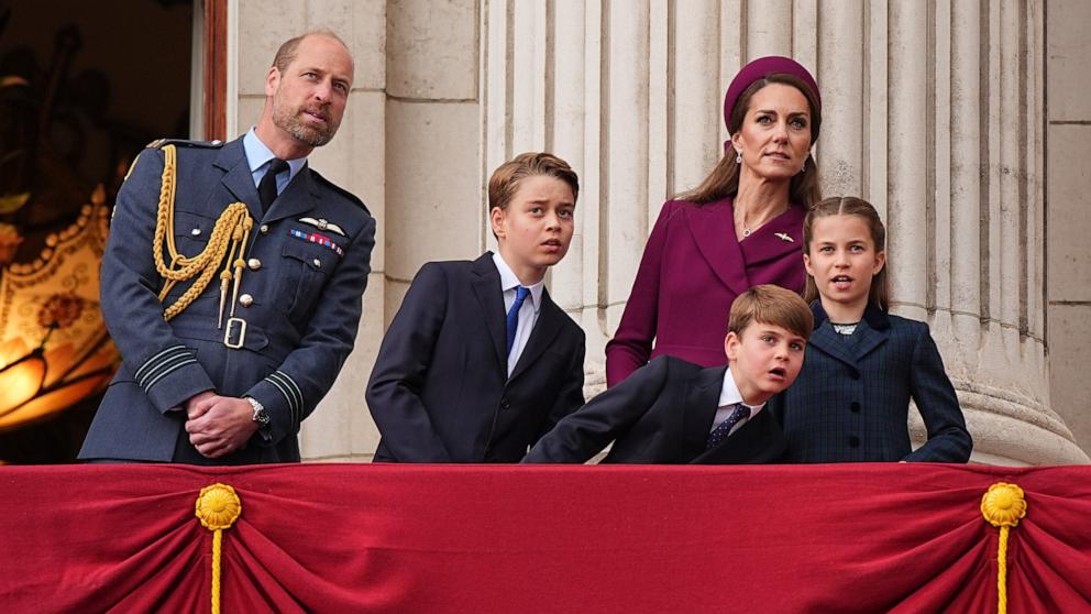 PHOTO: Prince William, Prince George, Prince Louis, the Princess of Wales, and Princess Charlotte on the balcony of Buckingham Palace during events marking the 80th anniversary of VE Day, May 5, 2025, in London.