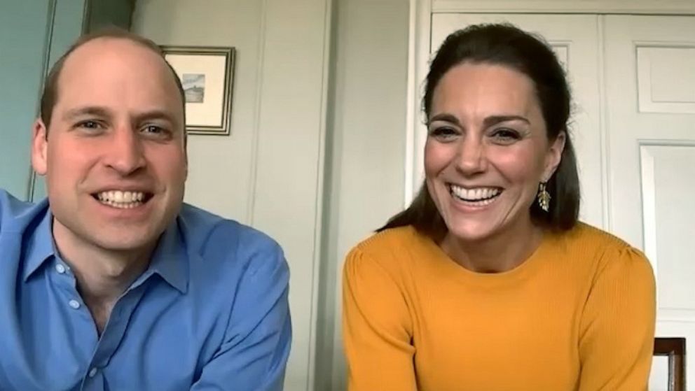 PHOTO: The Duke and Duchess of Cambridge thanked teachers and school staff in a video call with Casterton Primary Academy in Lancashire, England.