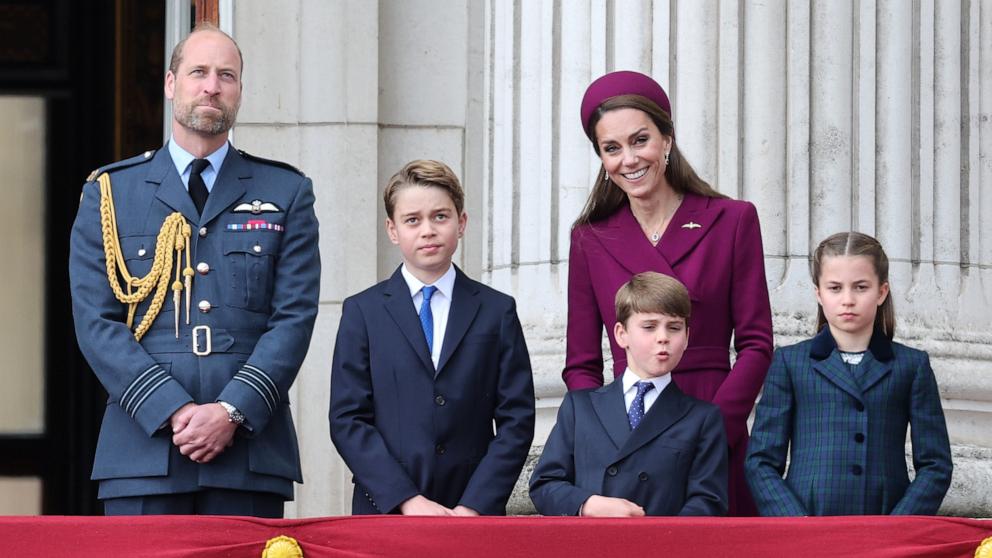 PHOTO: Prince William, Prince George, Prince Louis, the Princess of Wales, and Princess Charlotte on the balcony of Buckingham Palace during events marking the 80th anniversary of VE Day, May 5, 2025, in London.