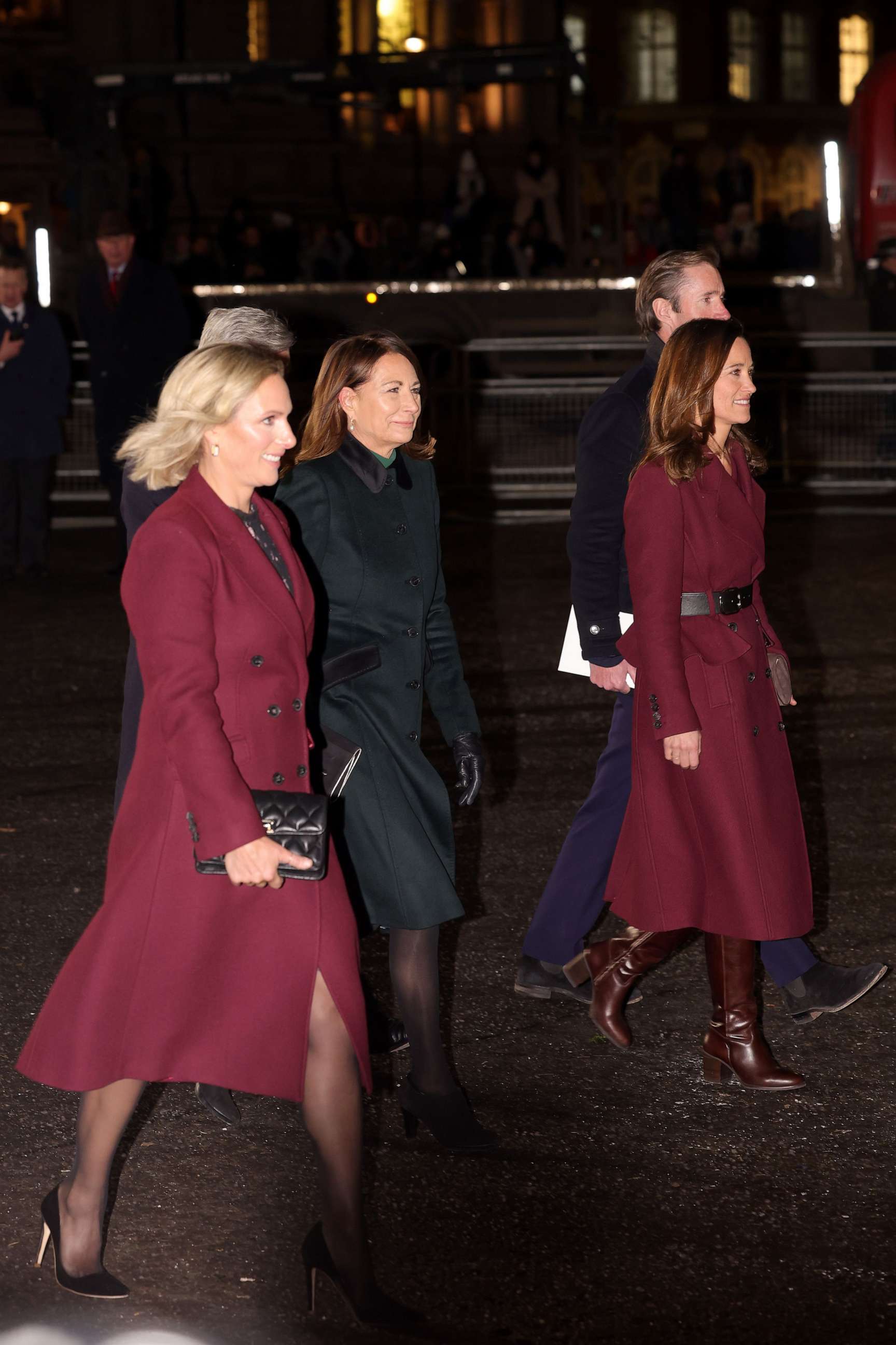 PHOTO: Zara Phillips, Michael Middleton, Carole Middleton, James Matthews and Pippa Middleton attend the 'Together at Christmas' carol cervice at Westminster Abbey on Dec. 15, 2022, in London.