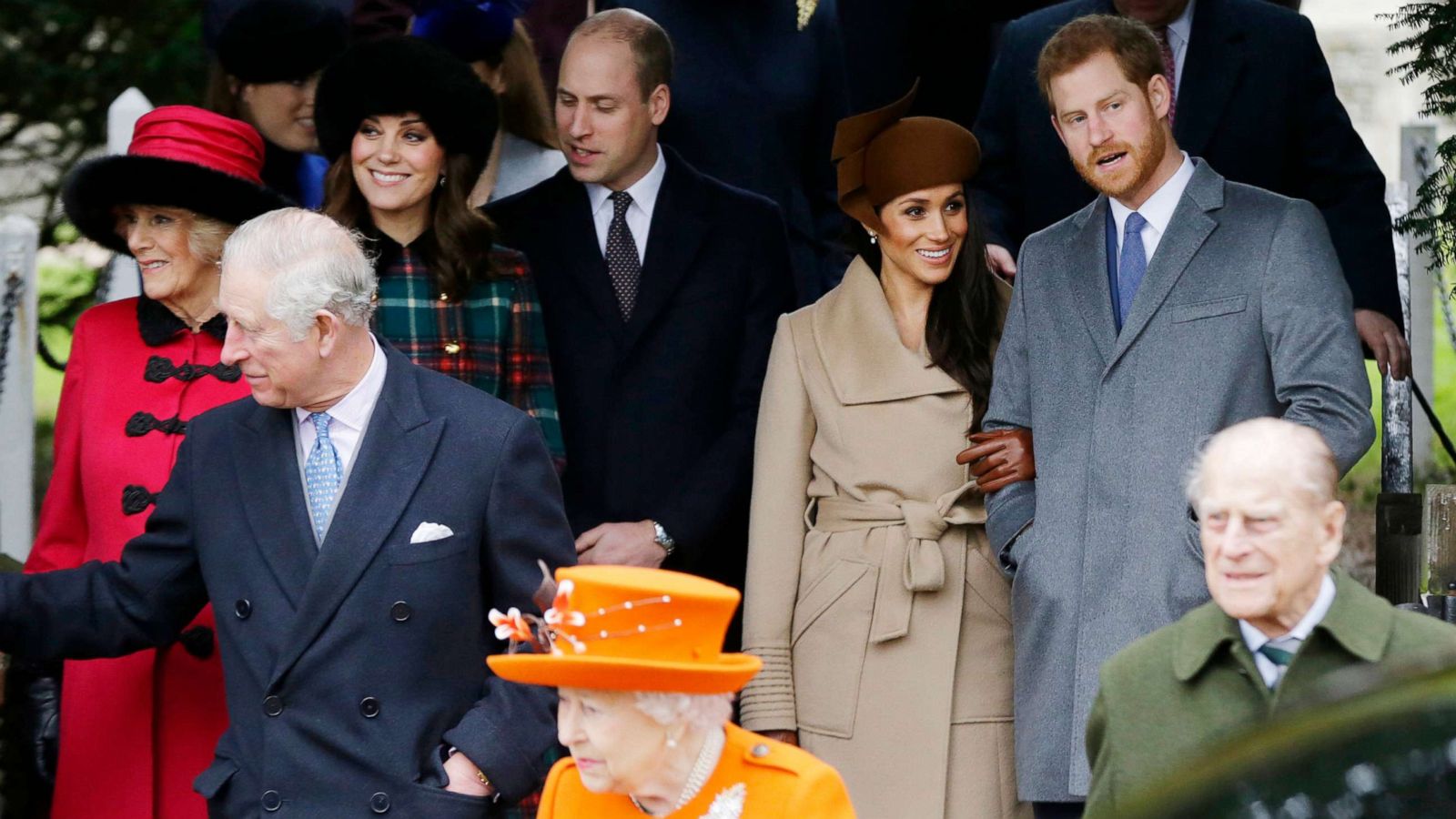 PHOTO: The royal family following the traditional Christmas Day church service, at St. Mary Magdalene Church in Sandringham, England, Dec. 25, 2017.