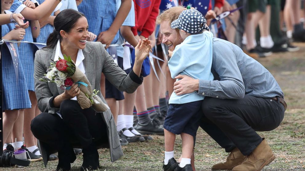 PHOTO: Prince Harry and Meghan Markle, The Duke and Duchess of Sussex, arrive at Dubbo Airport, Australia, for a naming dedication for a new aircraft at the Royal Flying Doctor Service based at the airport, on day two of their Royal Tour.