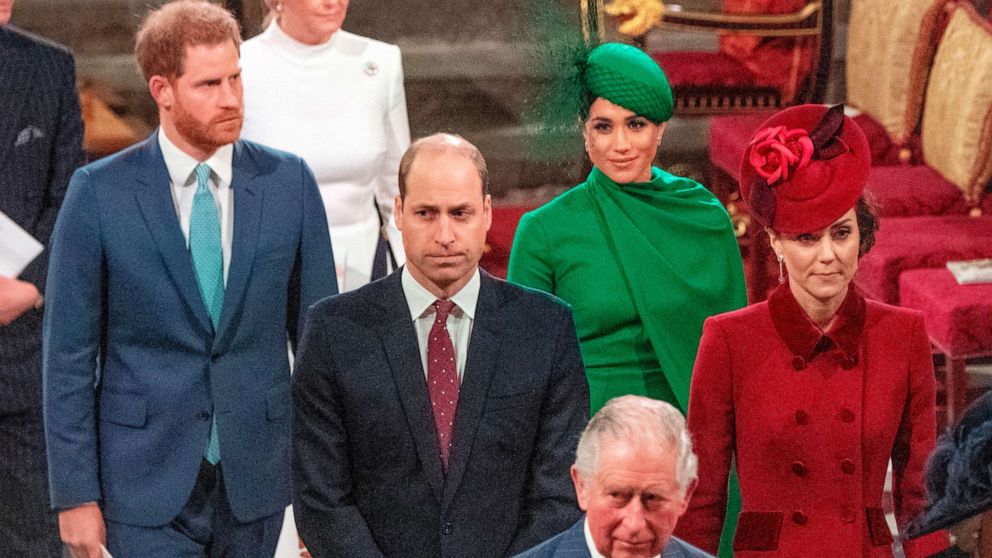 PHOTO: Prince Harry and Meghan, Duchess of Sussex follow Prince William and Catherine, Duchess of Cambridge as they depart Westminster Abbey after attending the annual Commonwealth Service in London, March 9, 2020.