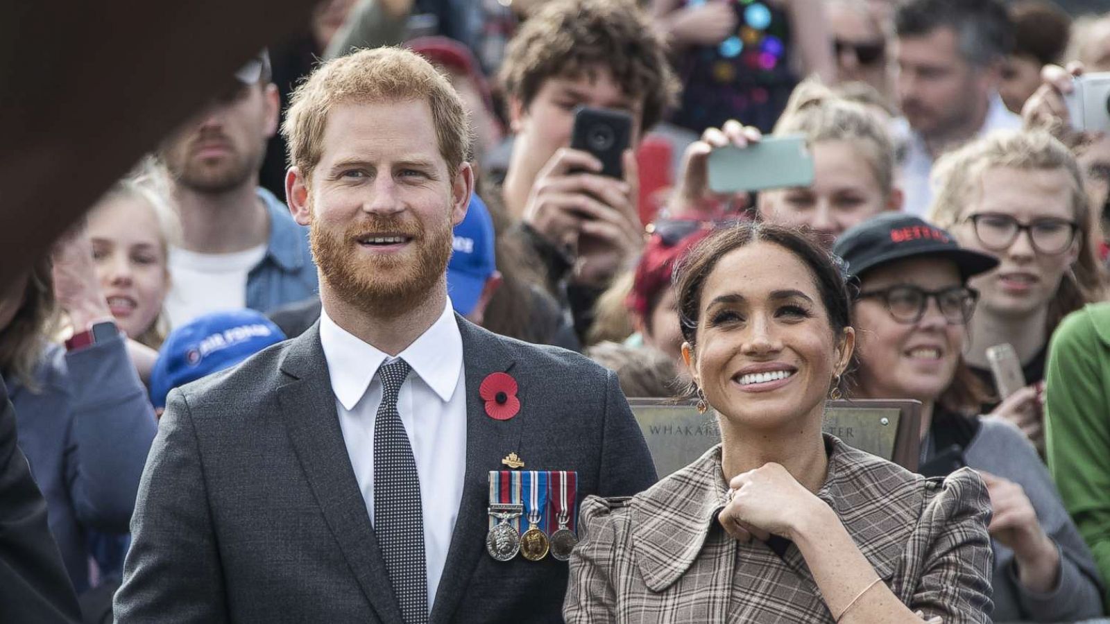 PHOTO: Prince Harry and Meghan, Duchess of Sussex visit the newly unveiled UK war memorial and Pukeahu National War Memorial Park, Oct. 28, 2018, in Wellington, New Zealand.