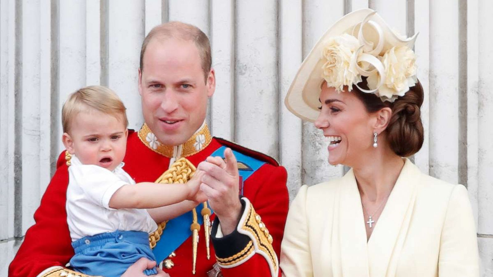 PHOTO: Prince William, Duke of Cambridge, Catherine, Duchess of Cambridge and Prince Louis of Cambridge stand on the balcony of Buckingham Palace during Trooping The Colour, the Queen's annual birthday parade, June 8, 2019 in London.