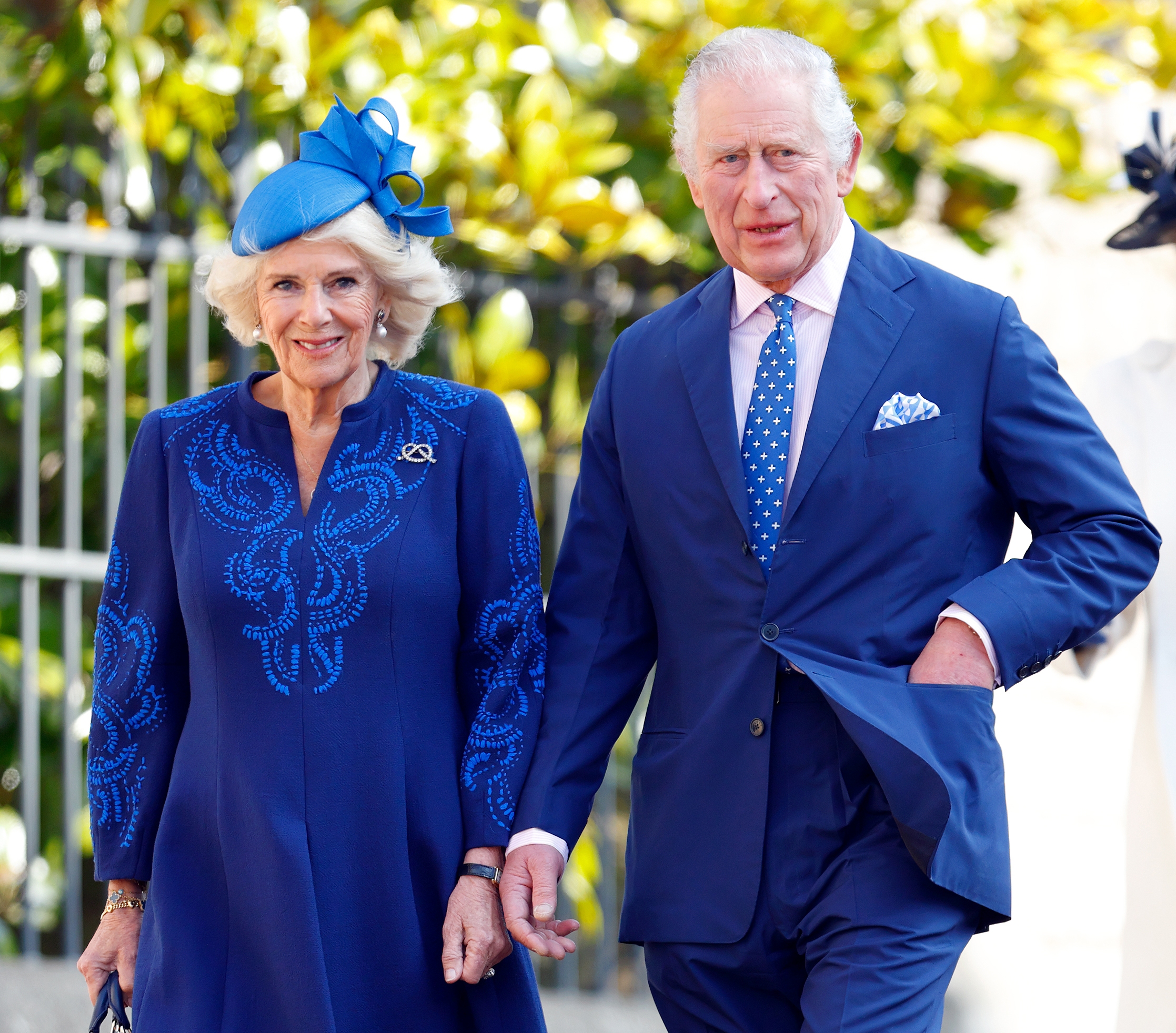 PHOTO: Camilla, Queen Consort and King Charles III attend the traditional Easter Sunday Mattins Service at St George's Chapel, Windsor Castle on April 9, 2023 in Windsor, England.